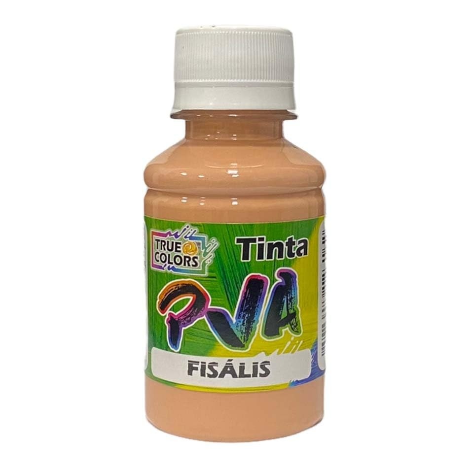 Tinta PVA 100ml True Colors - Amarelo, Vermelho, Violeta | FISÁLIS ORANGE 6114