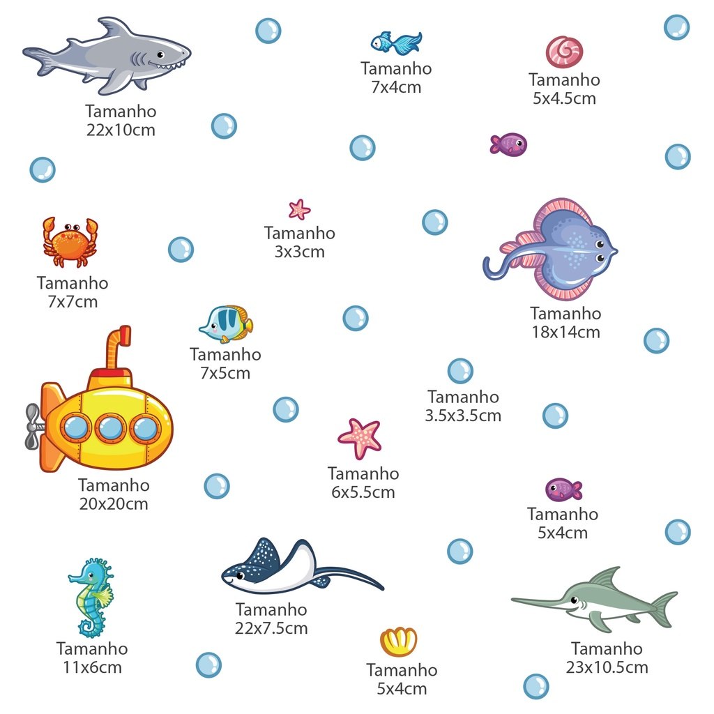 Adesivo Fundo do Mar Infantil Turma do Tubarão
