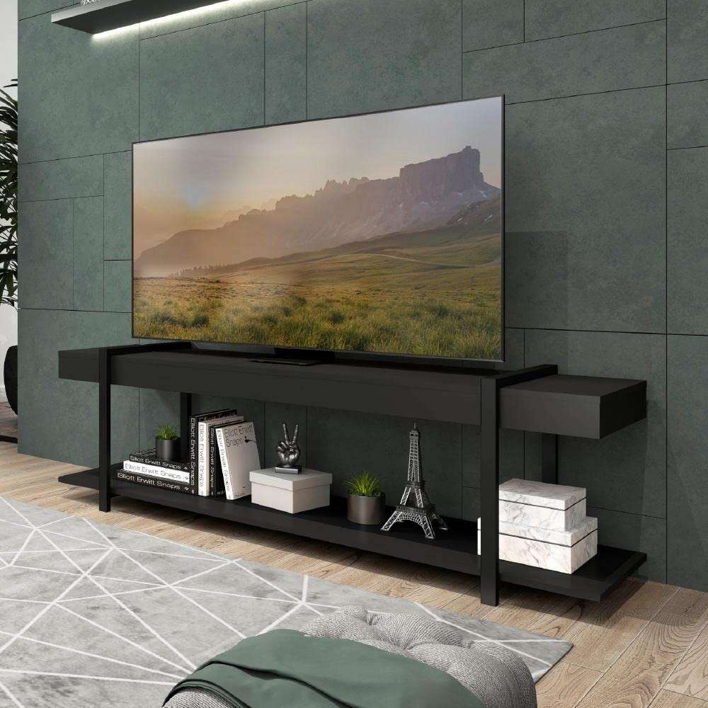 Rack para TV Habitat Preto com Tubos Carraro - Moderno e Funcional