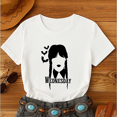 Camiseta Wandinha 100% Algodão – Estilo Gótico Tumblr