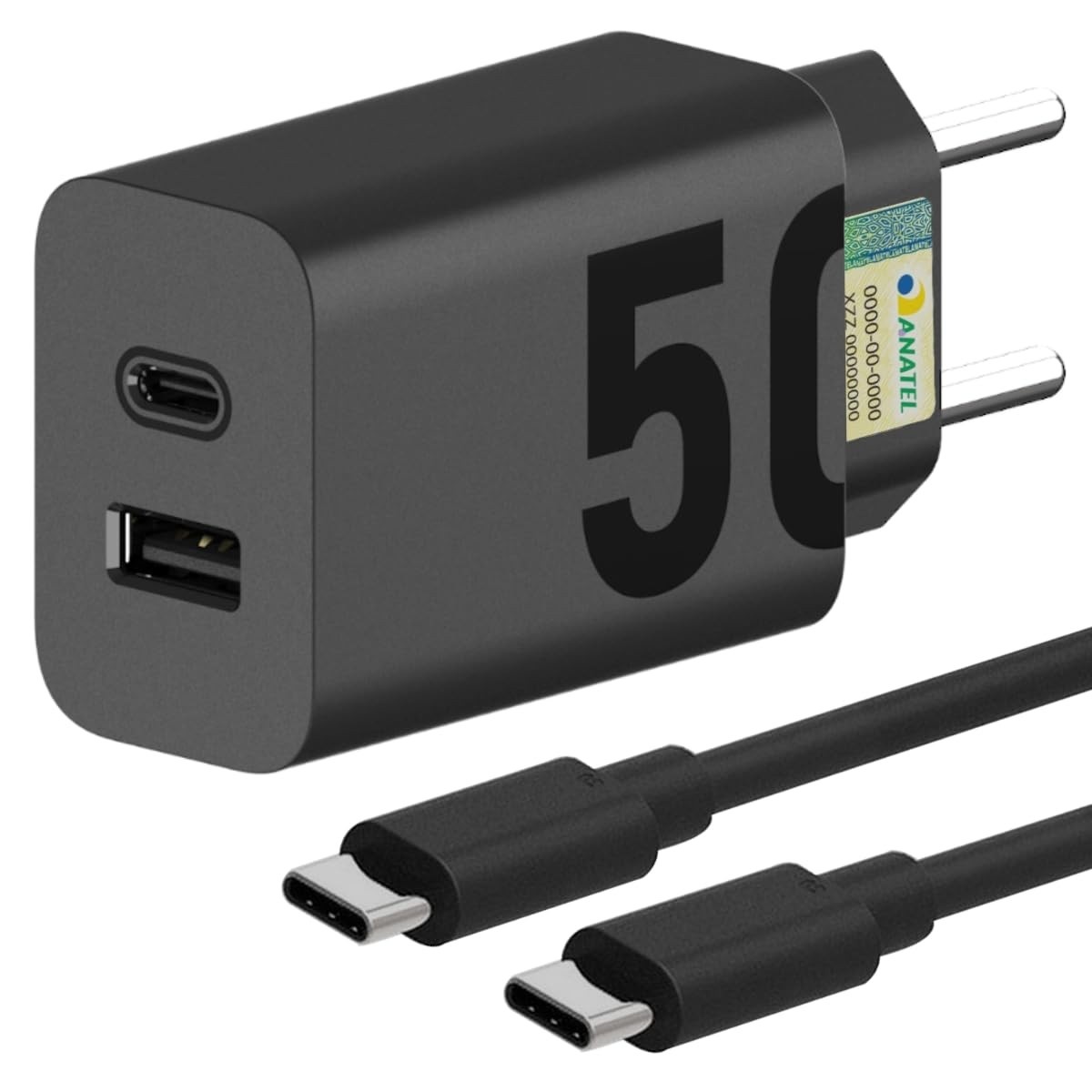 Carregador Turbo 50W Tipo C e USB: Carregamento Ultra Rápido para Todos Seus Dispositivos