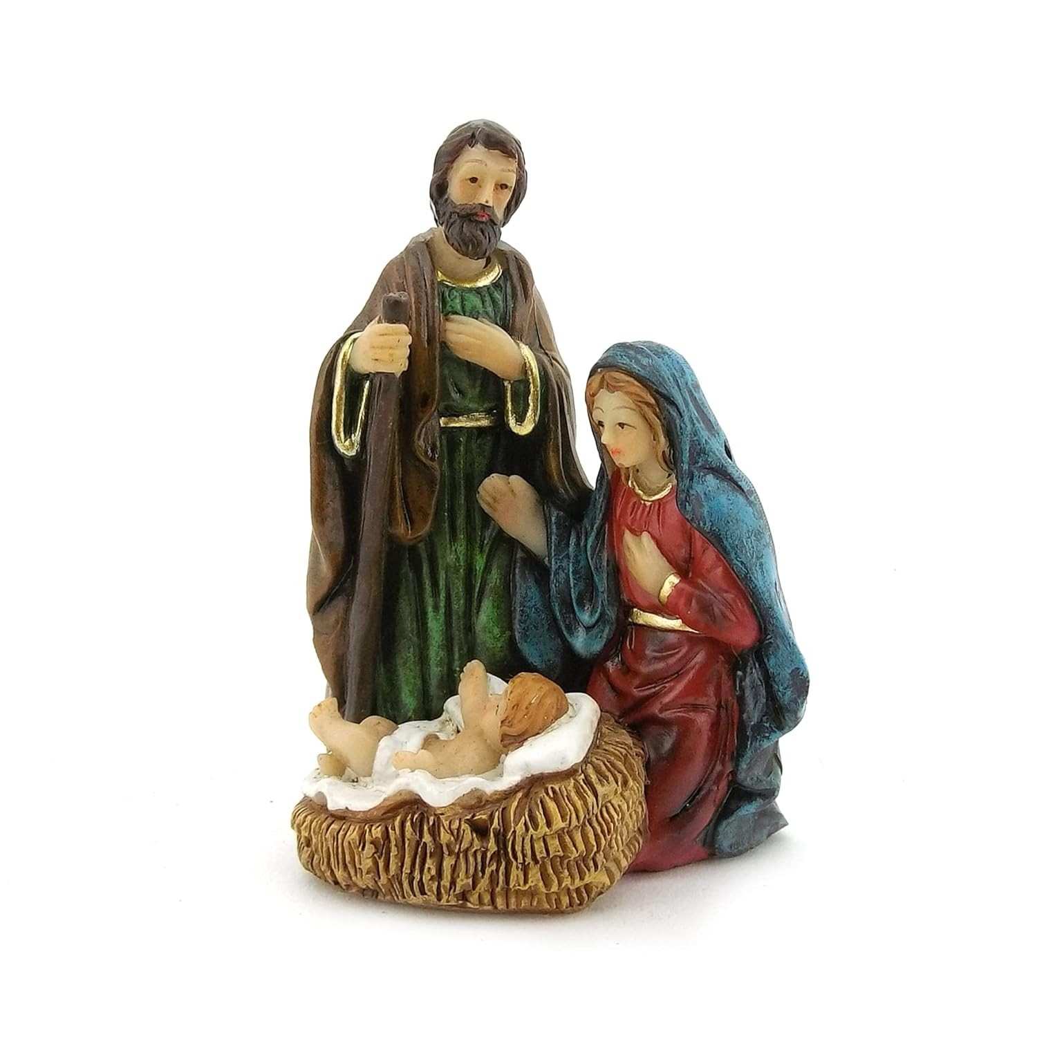 Tuut Presépio Sagrada Família 9cm em Poliresina Dourada - Decoração Religiosa Elegante