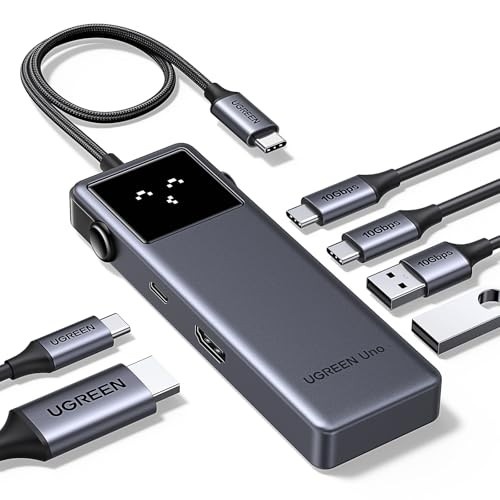 UGREEN Uno Hub USB C, 6 em 1 Robot Adaptador USB C 3.2 Gen 2 com HDMI 4K 60Hz, 2*USB e 2*USB C 10Gbps, PD 100 W Compatível com MacBook Pro Air Surface Chromebook DELL XPS e Mais Dispositivos Tipo C