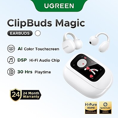 UGREEN ClipBuds: Fones Bluetooth com Tela Touch