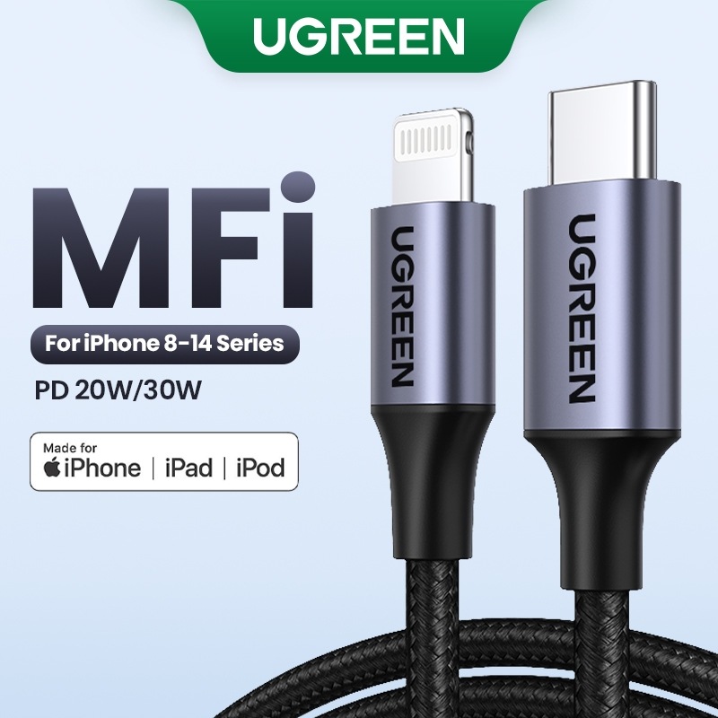UGREEN MFi Dark Green USB-C para Carregamento Rápido e Sincronização