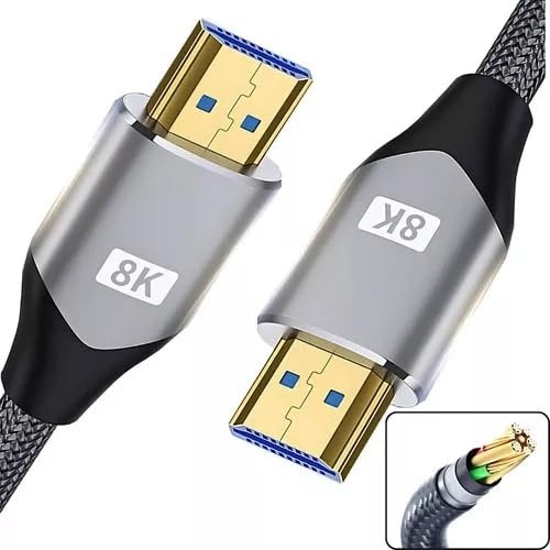 Cabo HDMI 2.1 8K 2m Ultra Rápido 48Gbps | HDR10, eARC, VRR | Ideal para TV 4K, Monitor Gamer, PC e Projetor | Conector Banhado a Ouro e Cabo Reforçado