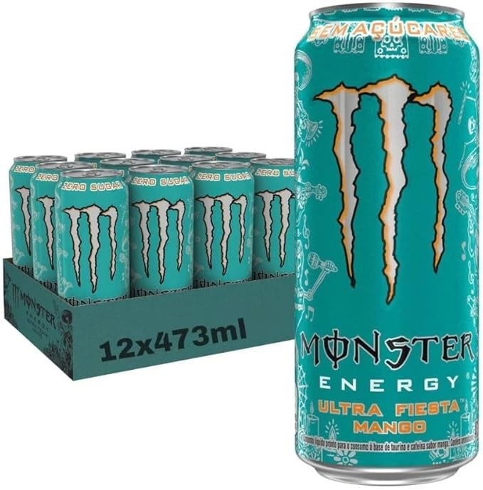 Pack de Monster Mango Loco Ultra Fiesta Zero Açúcar 473ml - Unidade 6 unidades