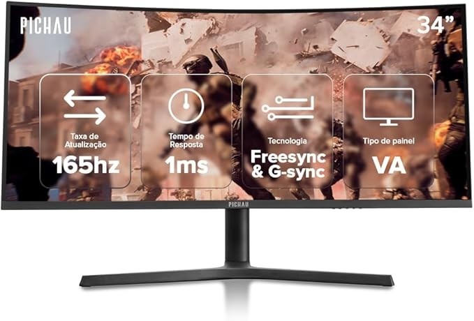 Monitor Gamer | Pichau Nexus 34 Neo | 34" Curvo VA Ultrawide WQHD 165Hz 1ms | FreeSync G-Sync | PG-NXS34NEO-BL02