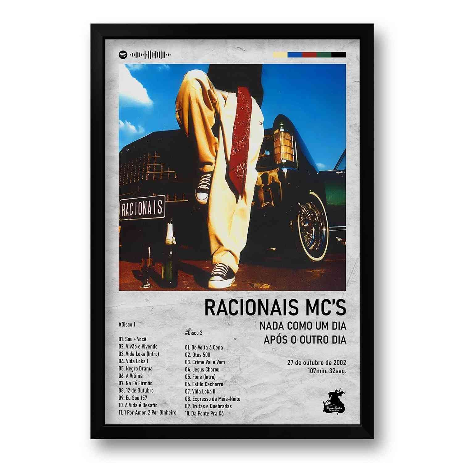 Quadro Álbum Nada como um Dia após o Outro Dia - Racionais Mc's - 40x60cm | Moldura Ecológica com Impressão Premium