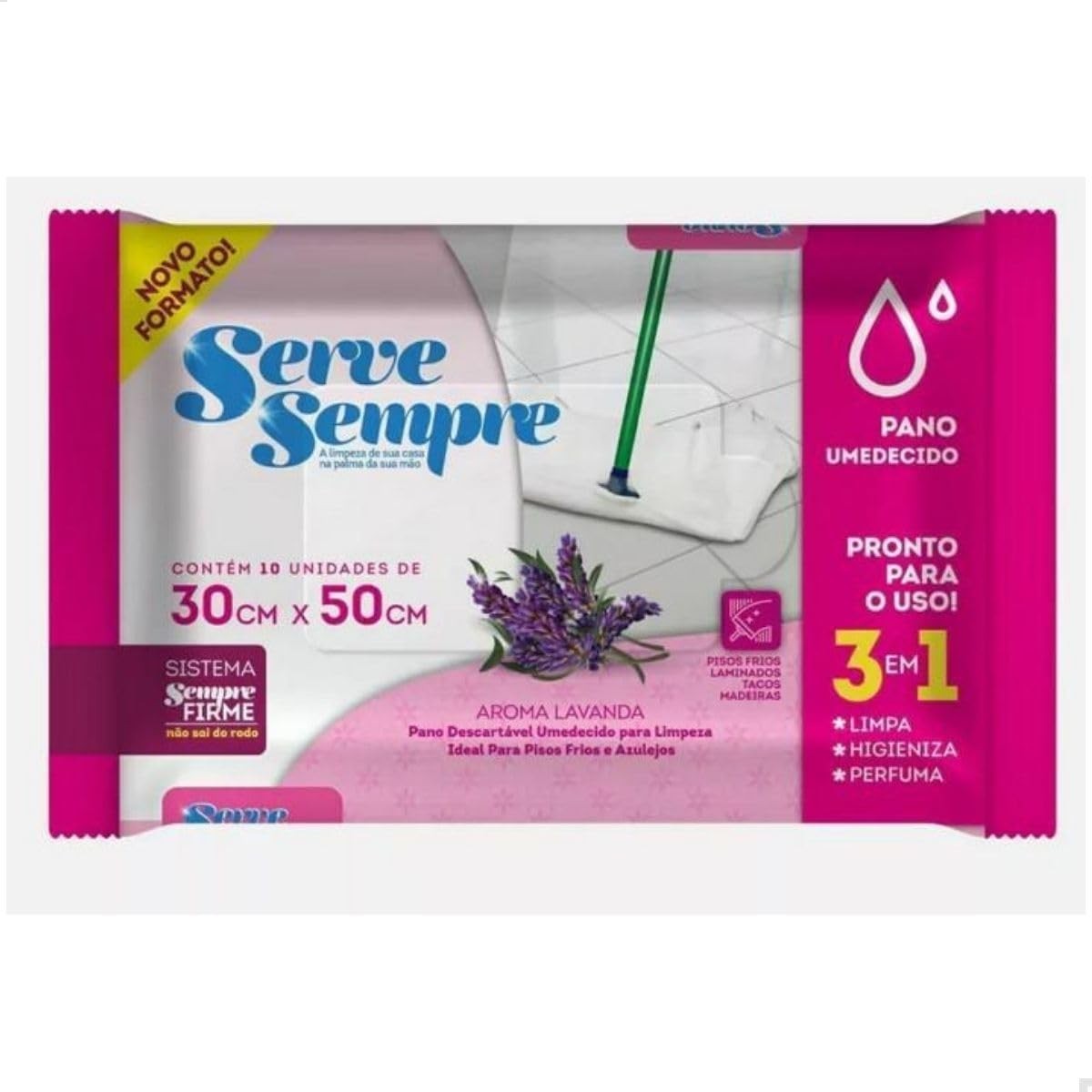 Pano Umedecido para Chão Rodo Mop - Kit com 2 Unidades Aroma Lavanda