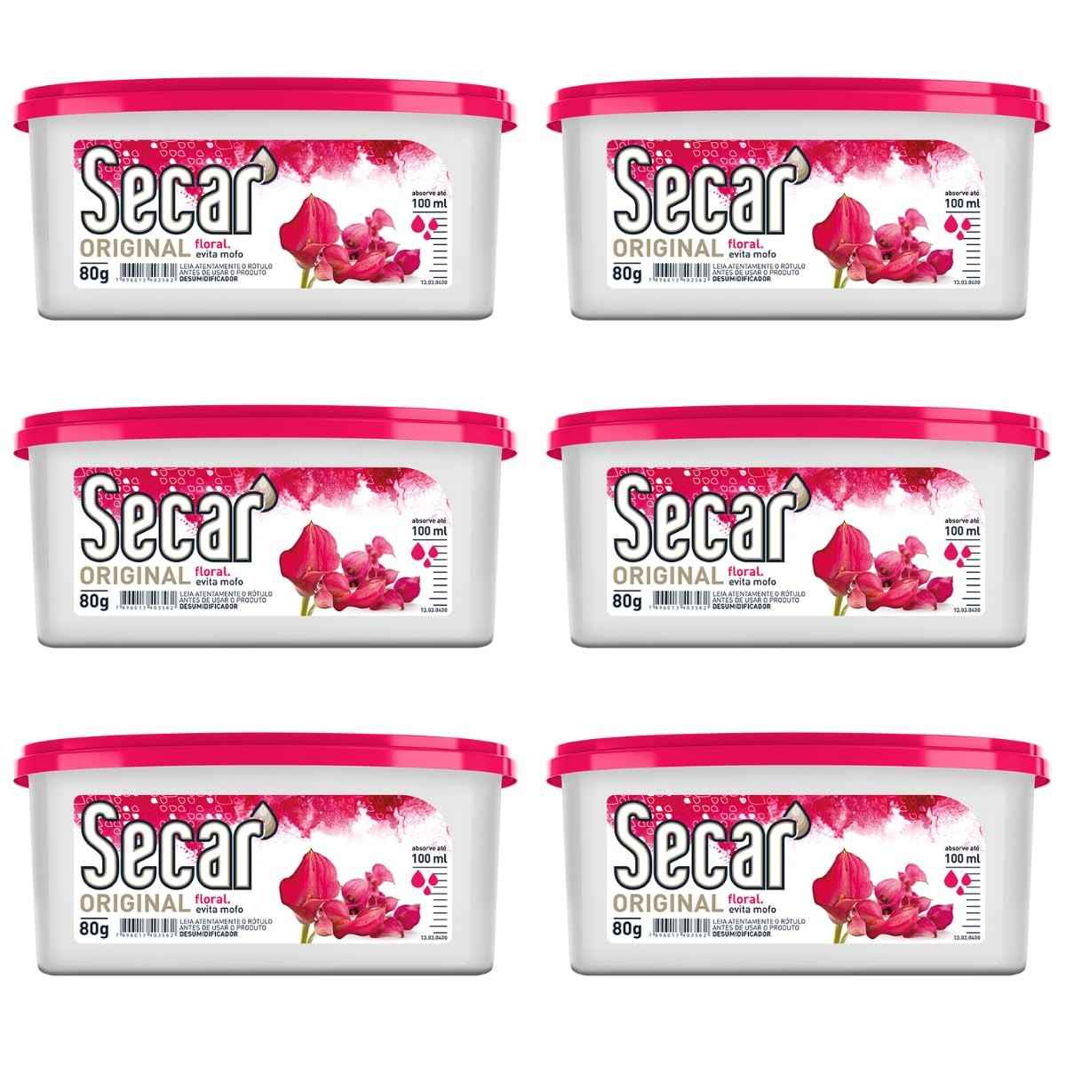 Kit 6 Unidades Desumidificador Anti-Mofo Floral 80g - Combata Umidade e Bolor com Fragrância Suave