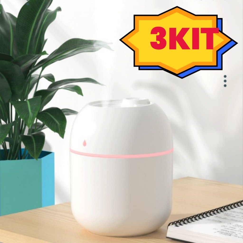 Umidificador Aromatizador Portátil 220ml – Kit 3 para Casa e Ambientes