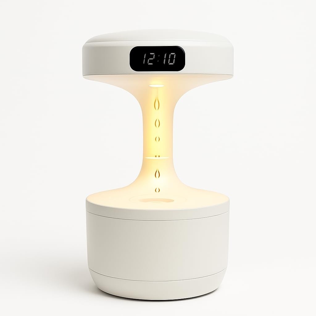 Umidificador de Ar com Efeito Antigravidade e Difusor de Aromas | LED Ambiente e Relógio Digital