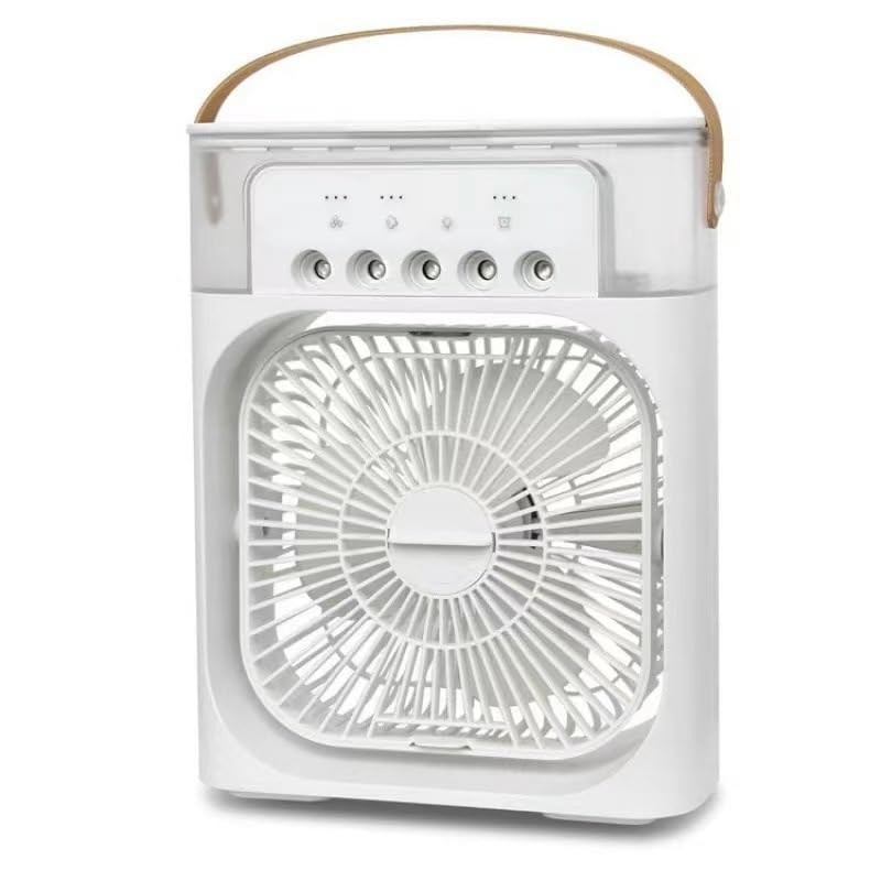 Ventilador Portátil com Função de Umidificador e Climatizador | Mini Ar Condicionado com Luz LED e Compartimento para Gelo