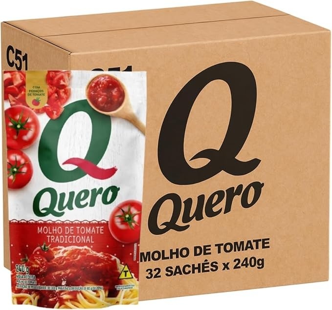 Caixa Molho de Tomate Quero Tradicional 240g 32 Un.