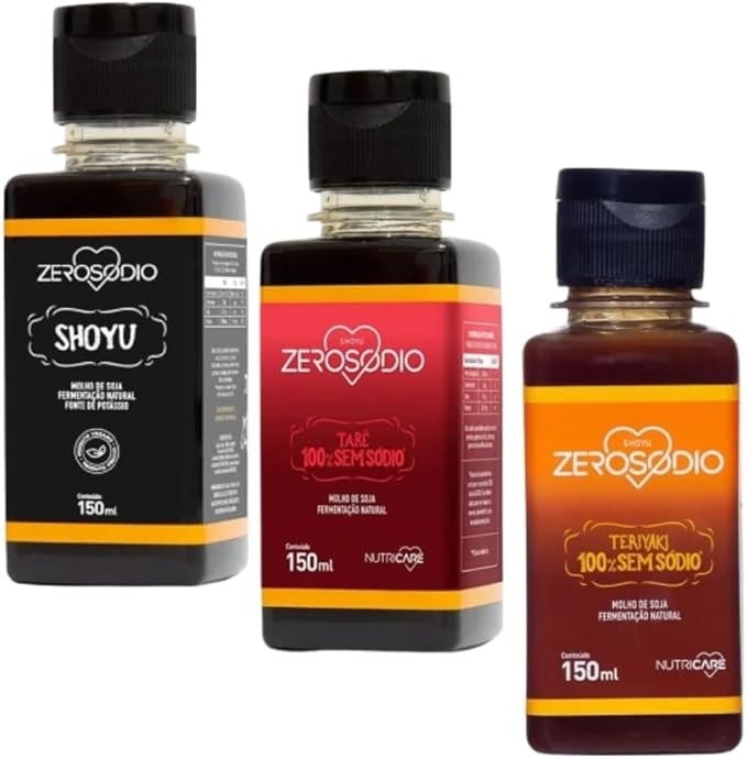 KIT MOLHOS ORIENTAIS ZERO SÓDIO : SHOYU, TARÊ E TERIYAKI - 3 UND DE 150ML