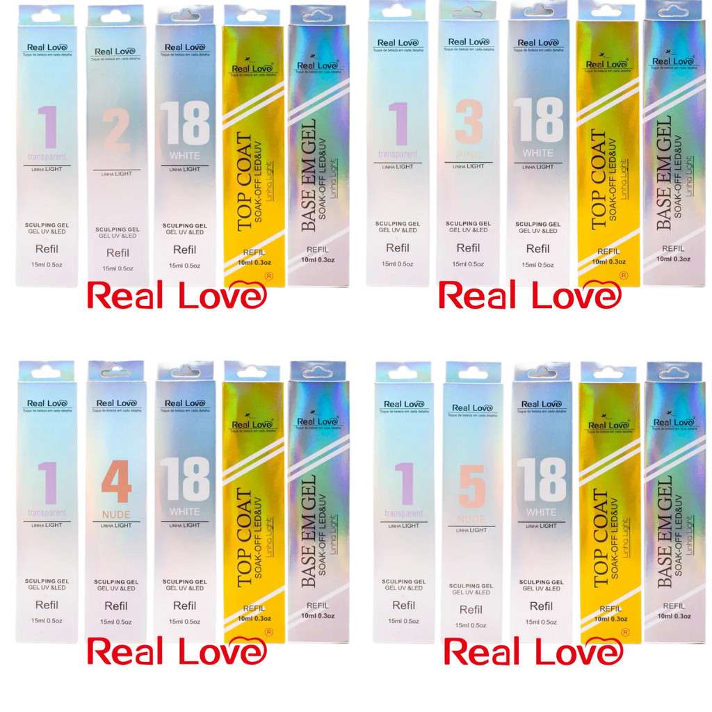 Kit 5 Refis Gel Sculpting Light 15ml - Real Love: Modelagem Perfeita para Unhas