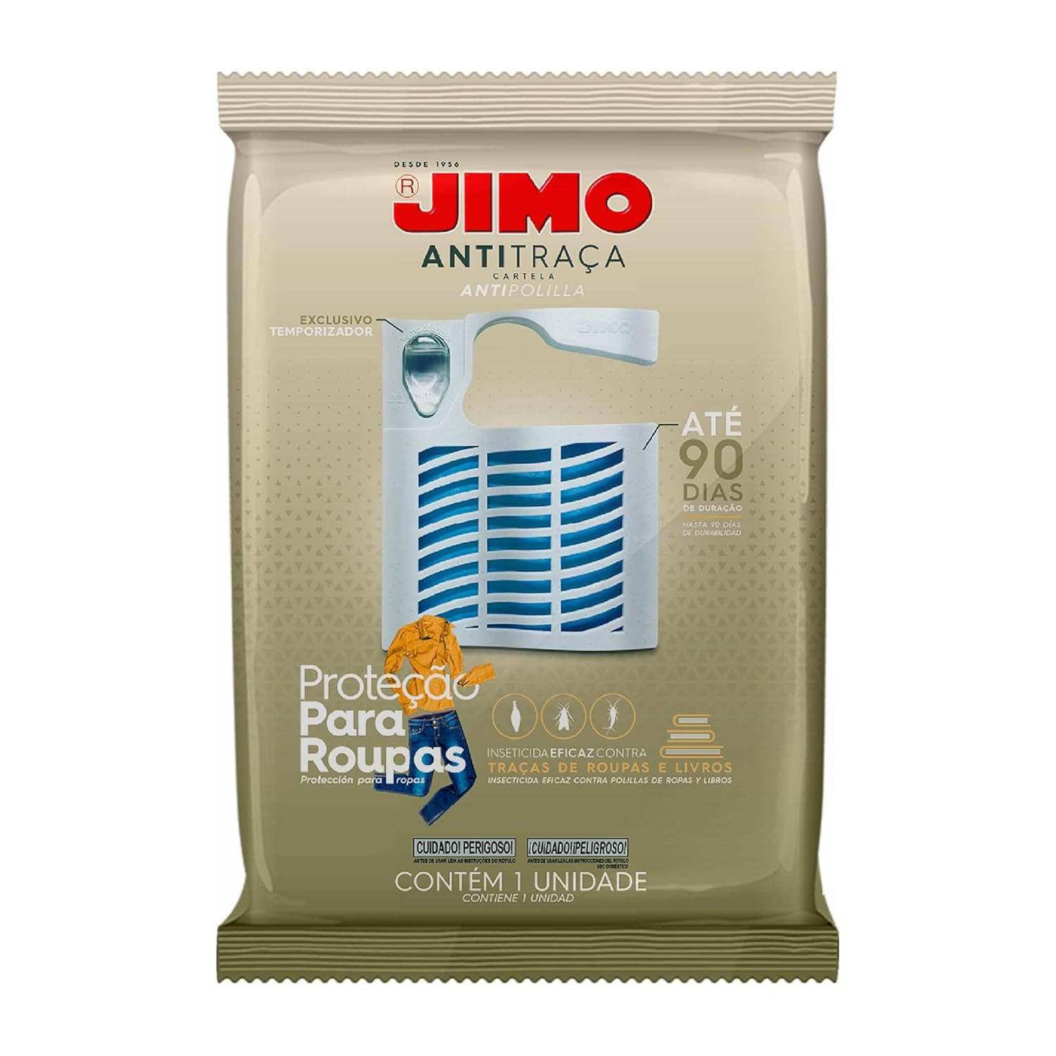 Jimo Anti-Traça Cartela 1 Unidade - Inseticida Sem Cheiro para Roupas, Livros e Armários