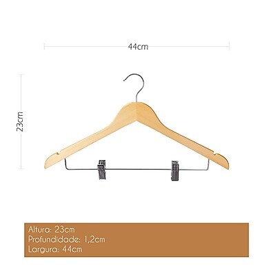 Cabides de Madeira Premium: Kit 100 Unidades