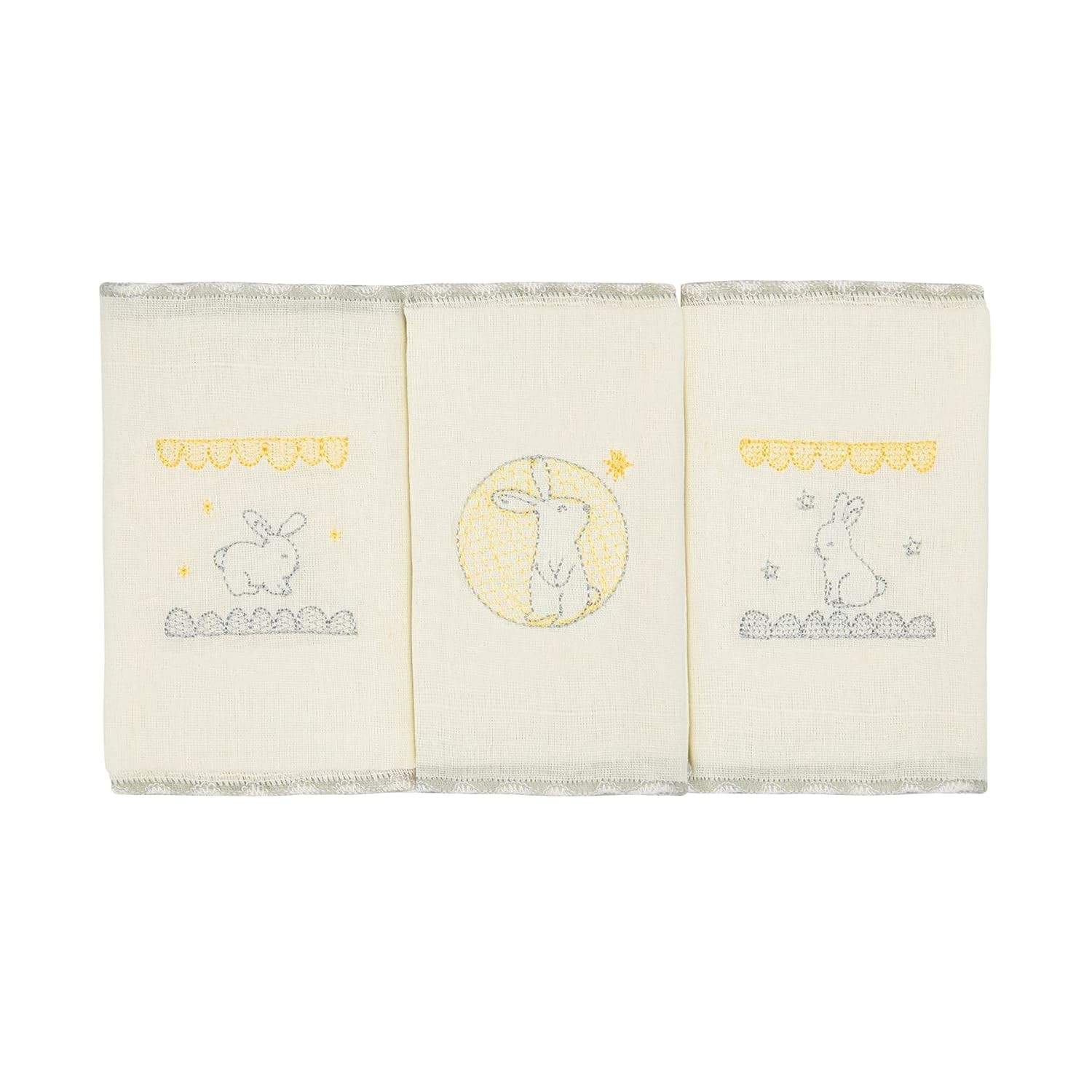 Paninho de Boca PAPI Compose Bordado para Bebê 38x38cm - 3 Unidades em Algodão Macio