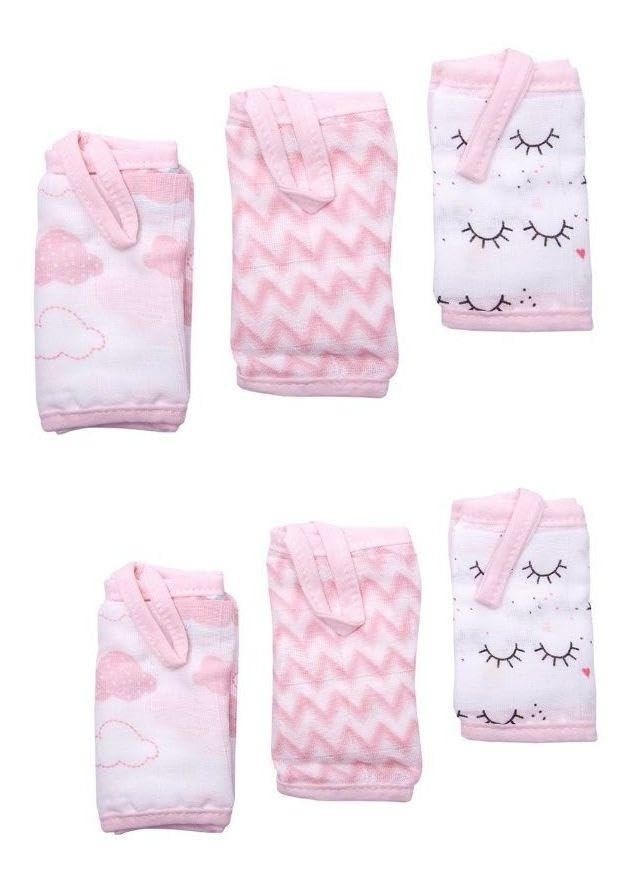 Toalhinhas de Boca para Bebê Soft Premium - Kit com 6 Unidades em 100% Algodão Macio e Estampado