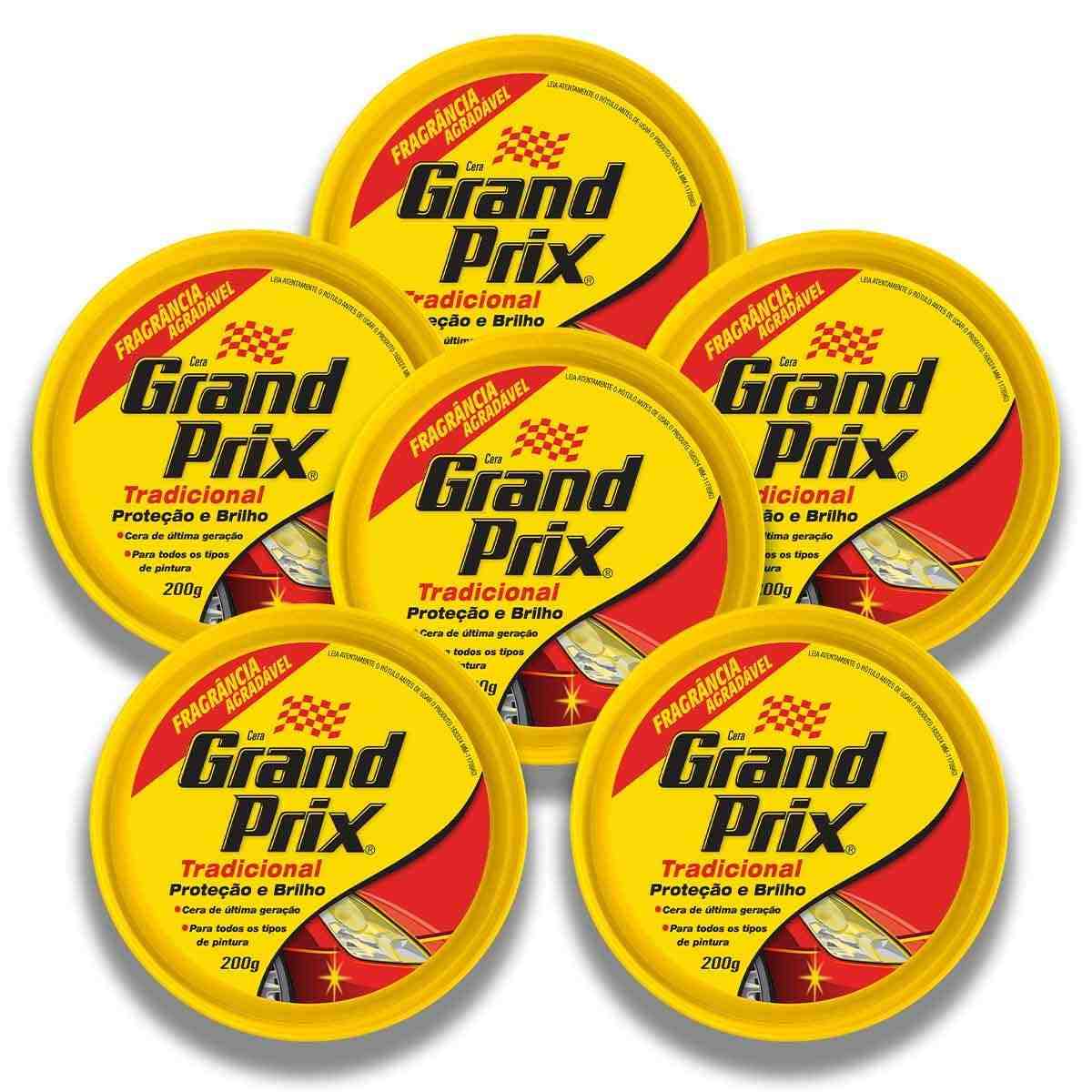 Cera em Pasta Grand Prix 200g: Brilho Intenso e Proteção UV para Seu Carro (6 Unidades)