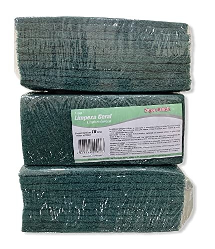 Esponja Fibra Verde Limpeza Geral British 10x230mm - Pacote com 30 Unidades