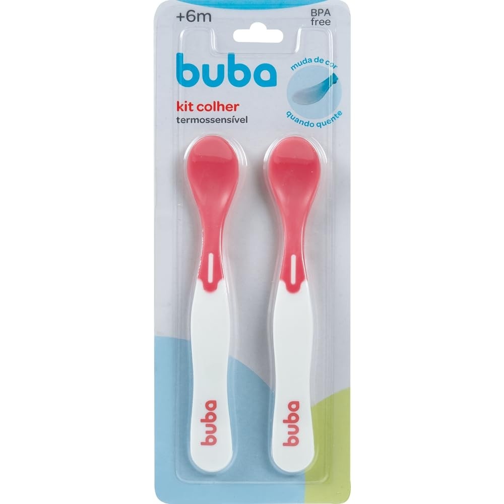 Kit Colheres Termossensíveis Rosa - 2 Unidades Buba | Segurança e Conforto para Bebês