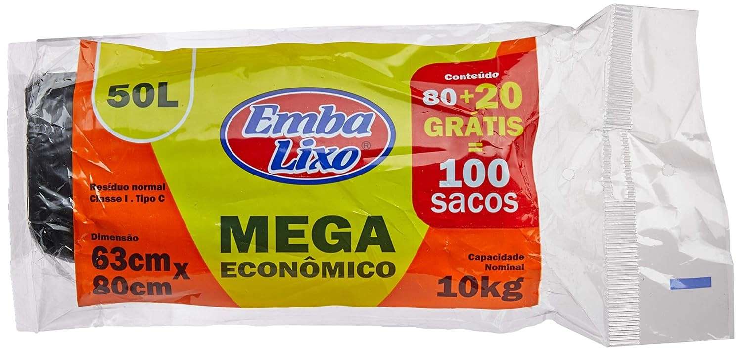 Saco de Lixo Embalixo Mega Econômico 50L - 100 Unidades | Resistente e Prático