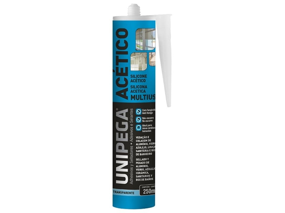 Silicones Acéticos UNIPEGA: Vedação Multiuso Incolor e Duradoura 250ml