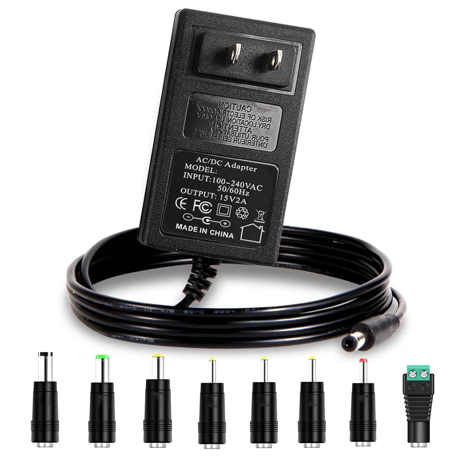 Adaptador Universal 15V 2A com 8 Plugues DC - Carregador Inteligente e Seguro