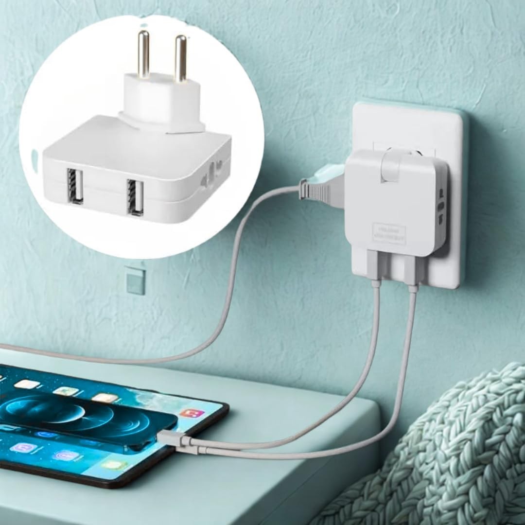 Adaptador Universal Benjamin Bivolt: 2 Tomadas + 2 USB, Conecta 4 Dispositivos - Ideal para Viagem e Dia a Dia