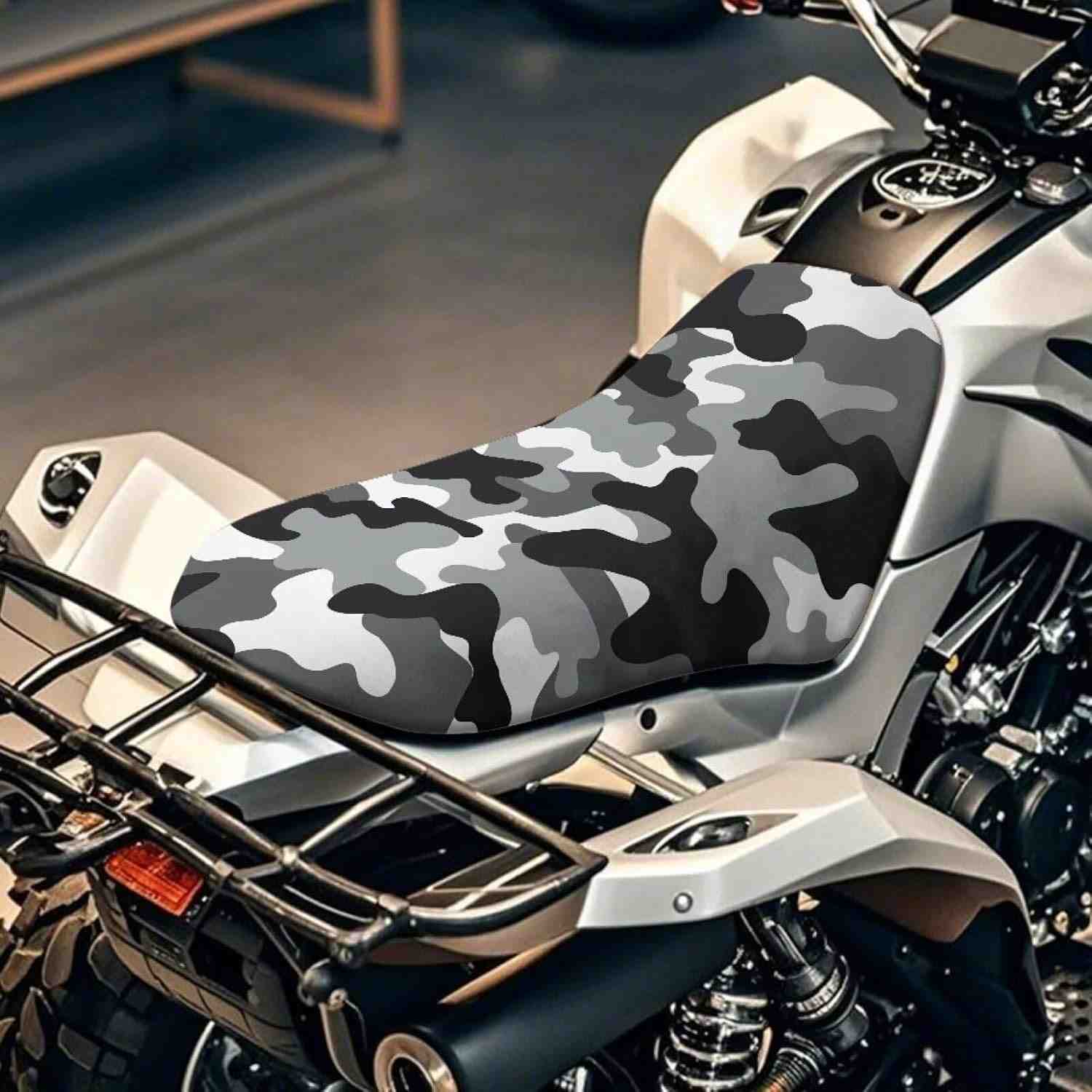 Capa de Assento SEANATIVE Camuflada Preta: Proteção Universal Impermeável e Antiderrapante para Quadriciclos e Motos