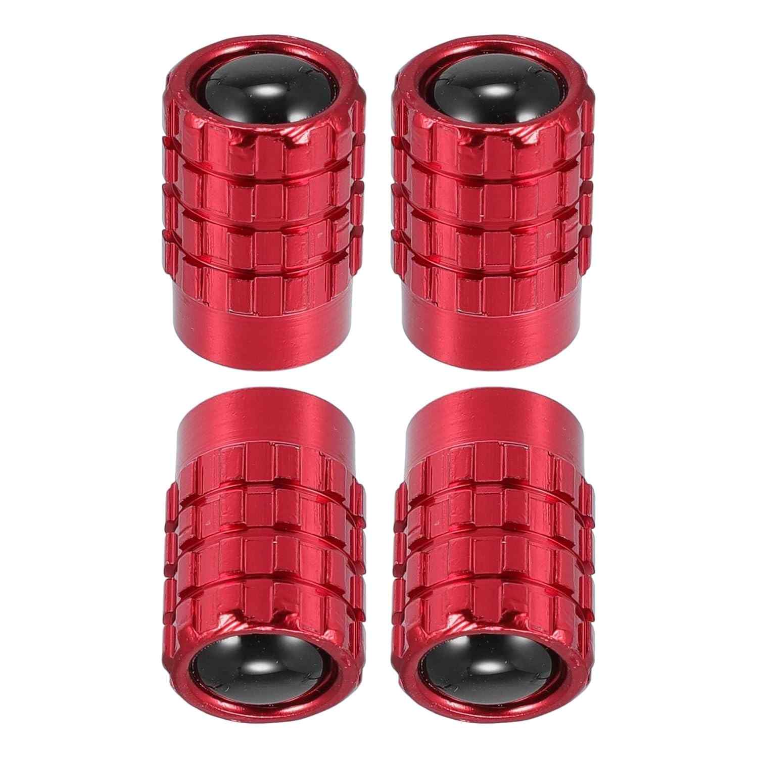 4 Tampas de Válvula de Pneu Alumínio Vermelho - Proteção Universal Anti-Poeira