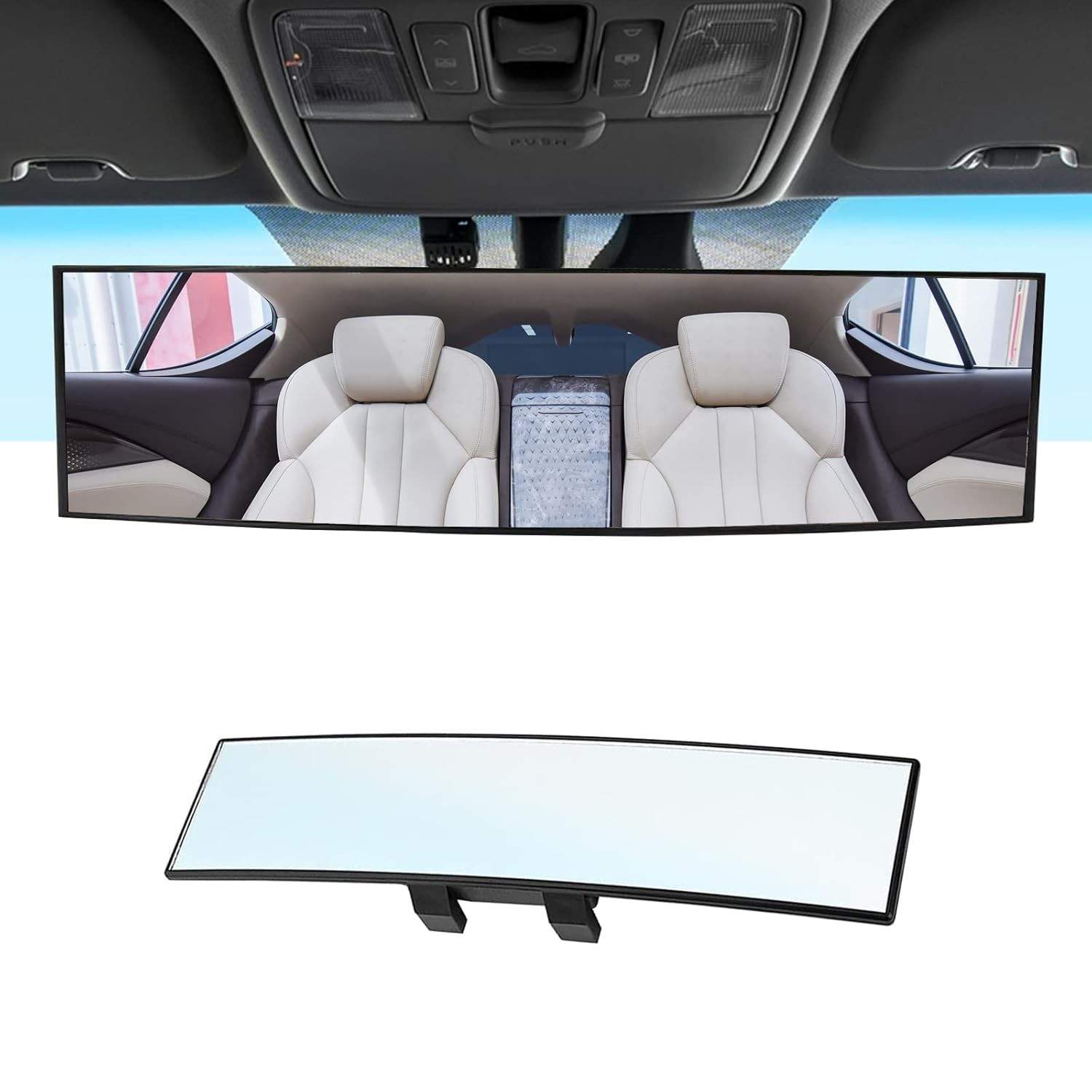 QODOLSI Espelho Retrovisor Panorâmico Universal 29cm: Visão Ampliada e Adeus Pontos Cegos!