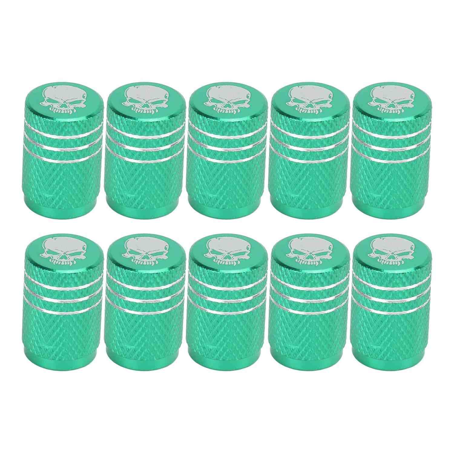 Tampas de Válvula Caveira Verde - Liga de Zinco Universal para Carros, SUVs, Bikes e Trucks