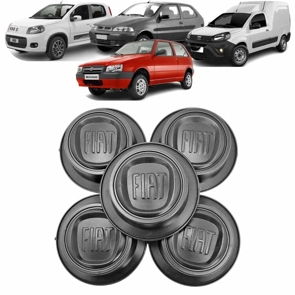Kit 4 Tampas Calotinhas Miolo Central Rodas Fiat Uno Palio Mille Fiorino Working - Renove Seu Carro!
