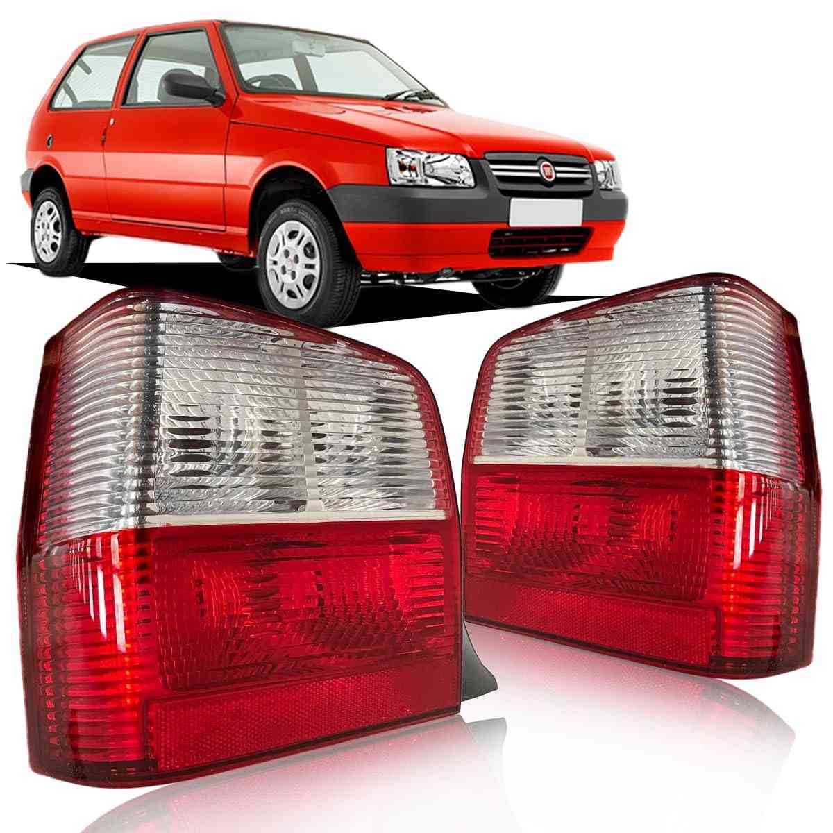 Par Lanterna Traseira Fiat Uno Fire Flex 2004-2012 Bicolor - Renove o Visual!