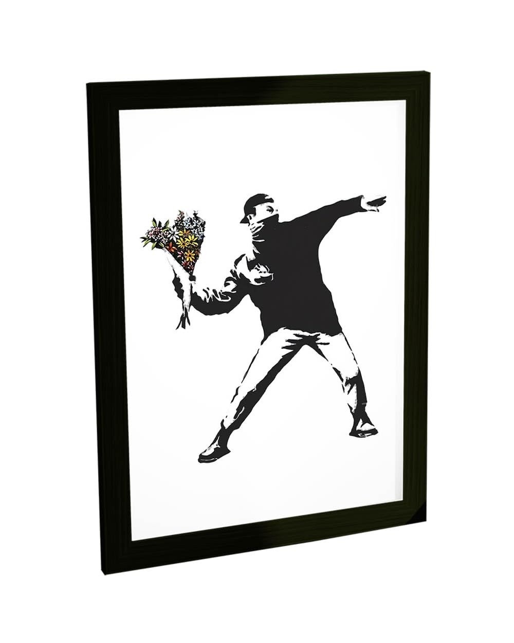 Quadro Decorativo A4 Banksy Flower Thrower - Arte Urbana para Sua Casa