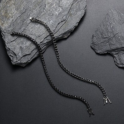 Pulseira de Tênis Preta Hip Hop 3mm 4mm 5mm – Estilo Urbano