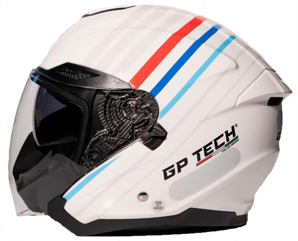 Capacete GP Tech OF669 Open Branco-Azul: Praticidade e Segurança para o Dia a Dia Urbano