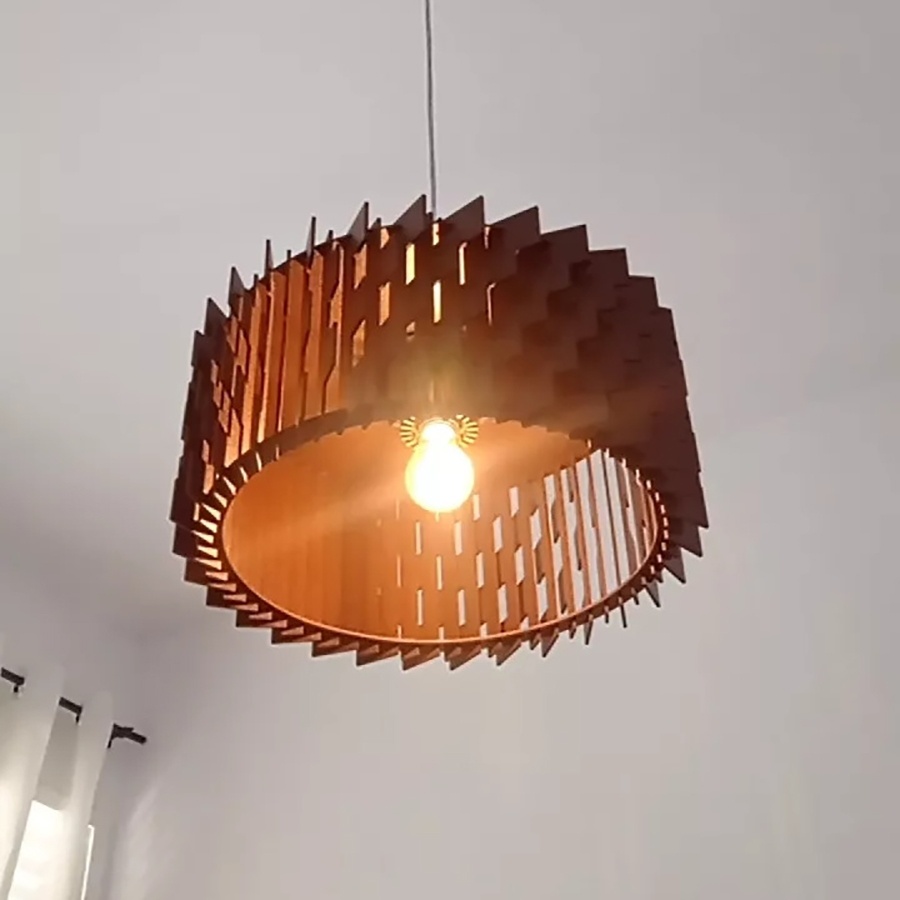 Luminária Pendente de Teto em MDF - Elegância Pronta para Usar!