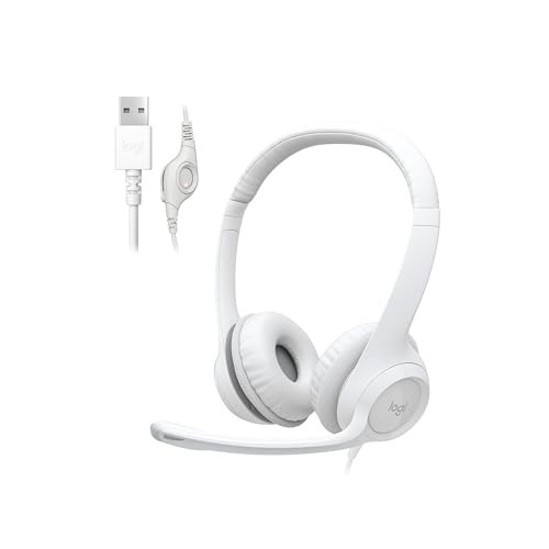 Headset com fio USB Logitech H390 com Almofadas Confortáveis, Controles de Áudio Integrado e Microfone com Redução de Ruído - Preto
