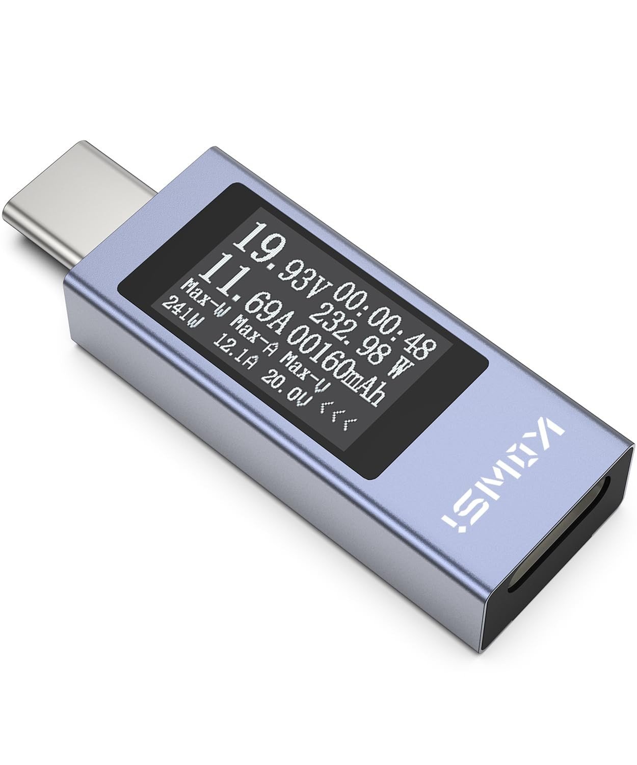 Testador USB-C YOJOCK: Multímetro Digital 4-30V 0-12A para Carregamento Rápido e Banco de Potência
