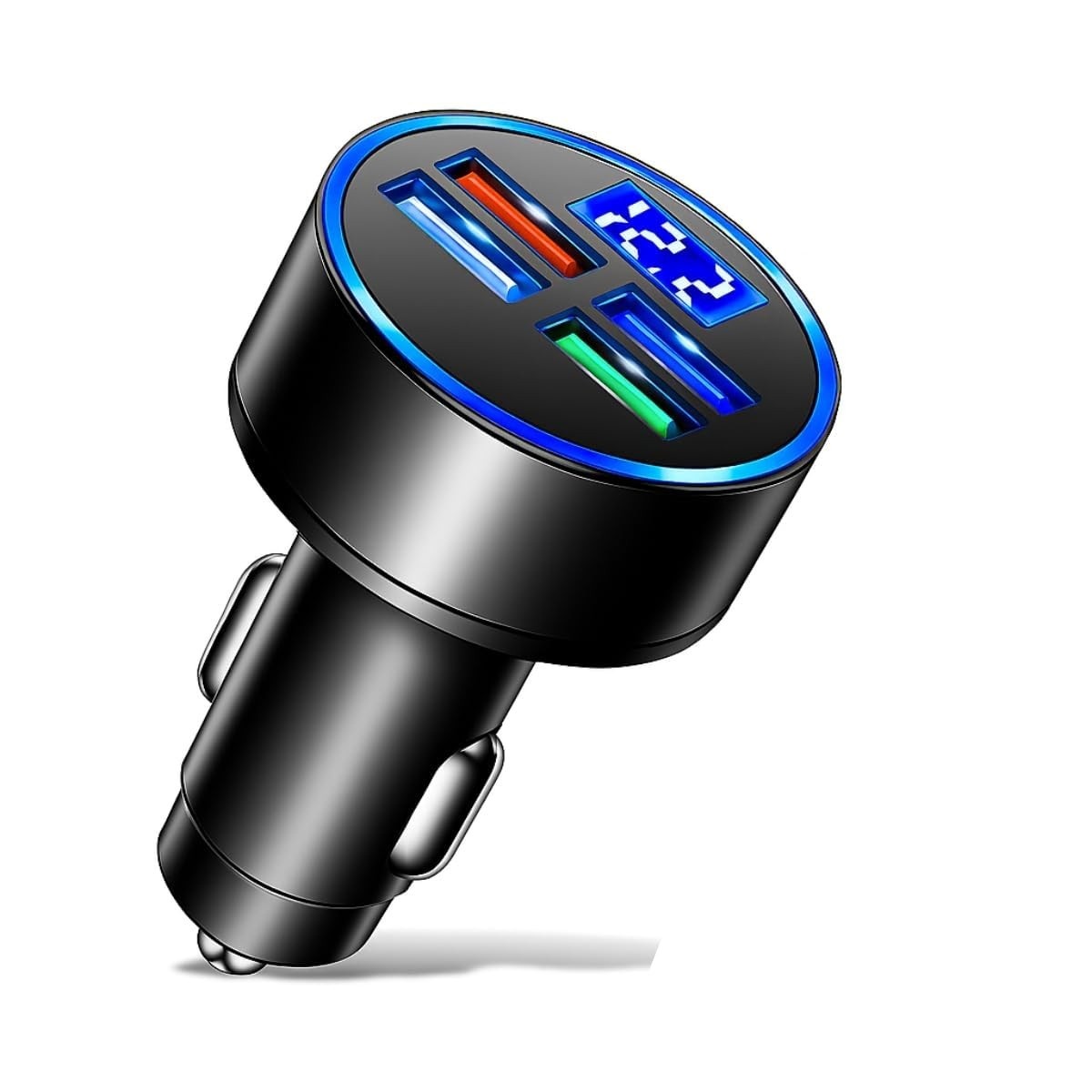 Carregador Veicular Turbo 4 Portas USB + USB-C: Carga Rápida e Portátil para Seu Carro