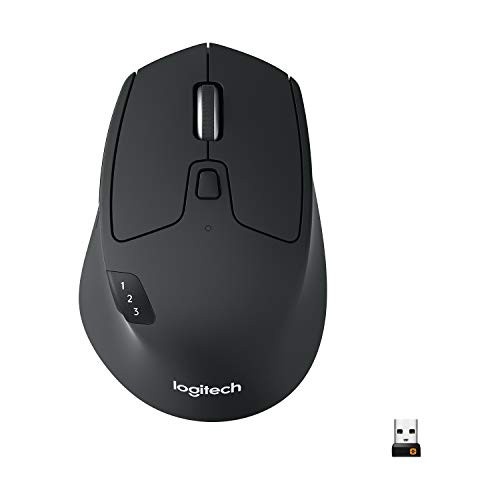 Mouse sem fio Logitech M720 Triathlon com Conexão USB Unifying ou Bluetooth com Easy-Switch para até 3 Dispositivos, 1000 DPI, 6 Botões Programáveis e Pilha Inclusa
