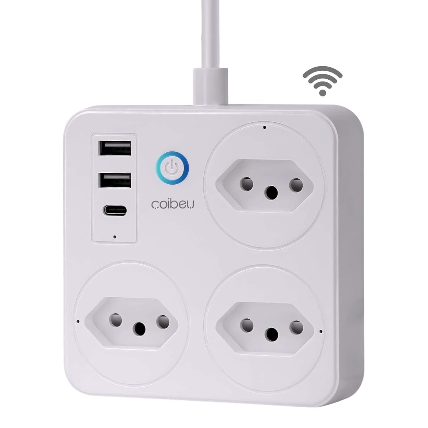 Tomada Inteligente Wi-Fi com 3 Tomadas, 2 USB e 1 USB-C: Controle Total na Palma da Sua Mão!