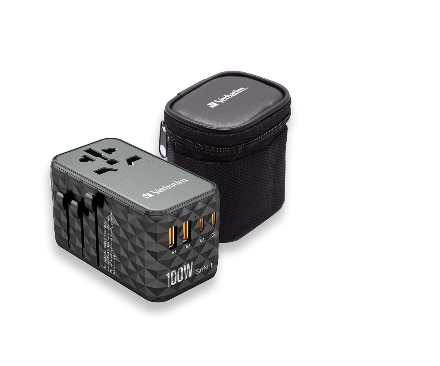 Verbatim GaN UTA-06: Adaptador Universal 100W com 4 Portas USB para Viagens Globais