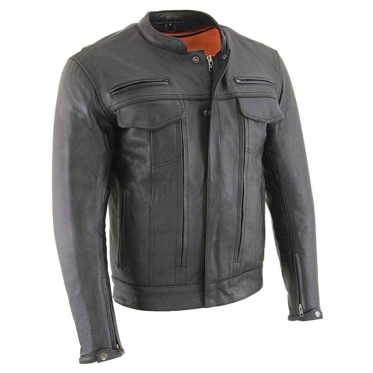 Jaqueta masculina de couro preta "Cool-Tec" com bolsos utilitários e para armas Mlm1506-blk Milwaukee Leathermasculino