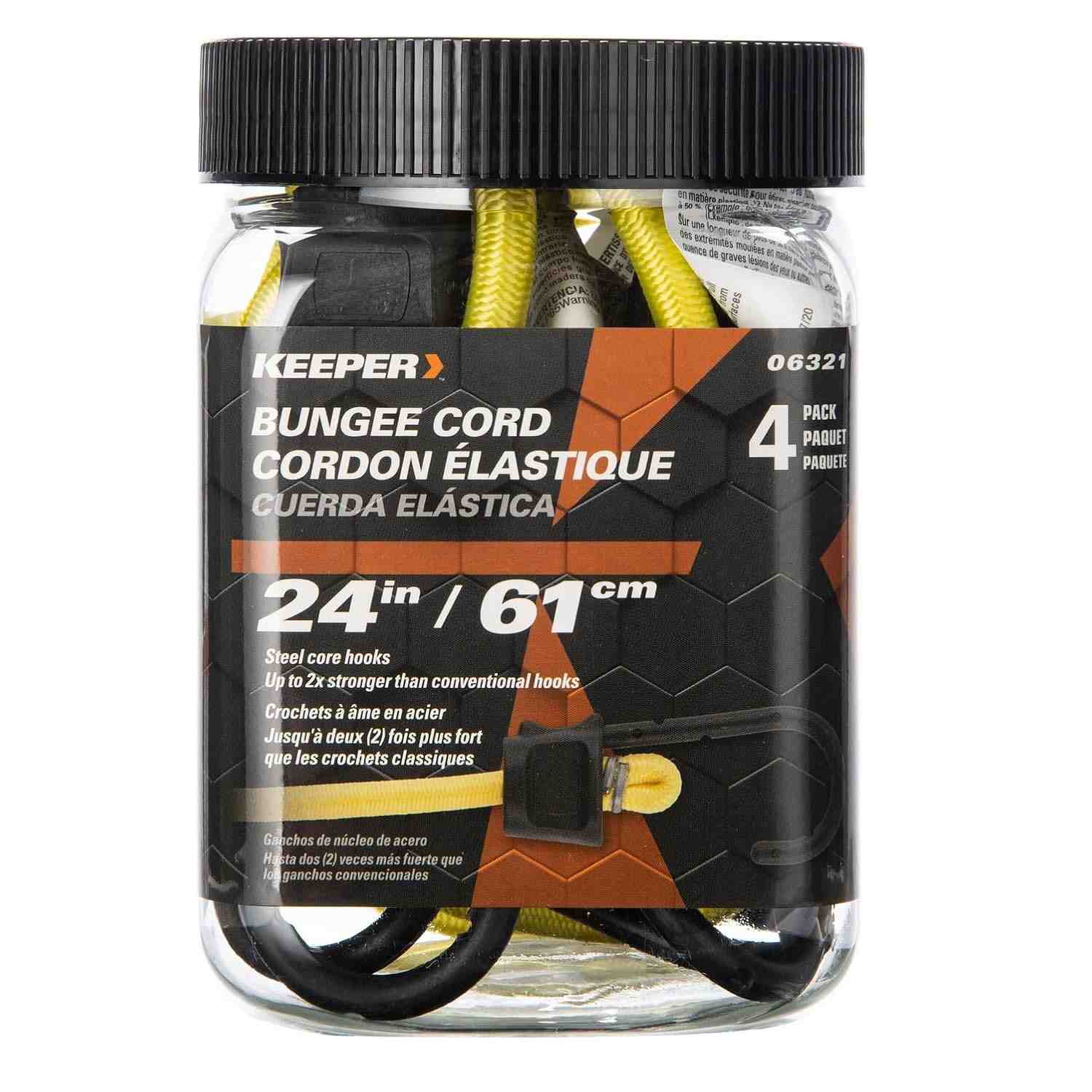Keeper: Kit 4 Cordões Elásticos 60cm com Ganchos SST - Resistentes UV e Intempéries